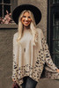 Khaki Leopard High Neck Side Slit Oversized Sweater