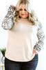 Apricot Plus Size Contrast Long Sleeve Top