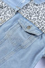 Sky Blue Plus Size Leopard Ripped Cropped Denim Jacket