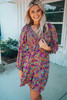 Purple Smocked V Neck Puffy Sleeve Floral Dress Purple Smocked V Neck Puffy Sleeve Floral Dress