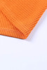 Orange Buttoned V Neck Drop Shoulder Waffle Knit Top