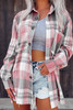 Pink Plaid Button Up Patch Pocket Shirt