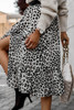 Leopard Print Ruffle Hem Slit Midi Skirt