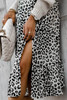 Leopard Print Ruffle Hem Slit Midi Skirt