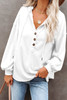 White Buttoned High and Low Hem Hoodie