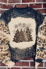 Black Christmas Tree Leopard Color Block Pullover Sweatshirt