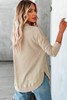 Apricot Crew Neck Ribbed Trim Waffle Knit Top