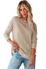 Apricot Crew Neck Ribbed Trim Waffle Knit Top