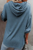 Sky Blue Buttoned High and Low Hem Hoodie