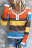 Stripe Multicolor Knit Button Notched Neck Top