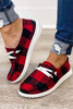 Red Vintage Plaid Lacing Decor Flat Shoes