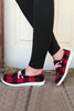 Red Vintage Plaid Lacing Decor Flat Shoes