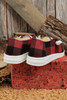 Red Vintage Plaid Lacing Decor Flat Shoes