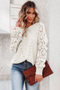 White Hollow-out Puffy Sleeve Knit Sweater