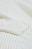 White Hollow-out Puffy Sleeve Knit Sweater