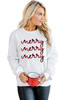 White Merry Plaid Print Crew Neck Pullover Sweatshirt