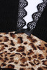 Deep V Lace Leopard Print Cross Cutout Back Teddy Lingerie
