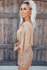 Khaki Sequin Patchwork Drawstring High Waist Romper