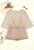 Khaki Sequin Patchwork Drawstring High Waist Romper