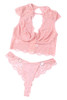 Pink 2pcs Cutout Lace Bustier Lingerie Set