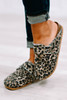 Leopard Buckle Strap Frayed Canvas Slip On Slippers