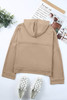 Khaki Casual Button Solid Patchwork Trim Hoodie