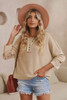 Khaki Casual Button Solid Patchwork Trim Hoodie Khaki Casual Button Solid Patchwork Trim Hoodie