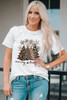 White Leopard Christmas Tree Graphic Print Crew Neck T Shirt