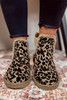 Leopard Zip Up Fleece Linning Chelsea Boots