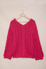 Rose Bubblegum V-Neck Braided Knit Sweater