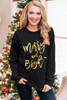 Black Merry & Bright Letter Print Pullover Sweatshirt