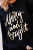 Black Merry & Bright Letter Print Pullover Sweatshirt