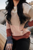 Khaki Color Block Knitted O-neck Pullover Sweater