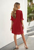 Red Ruffled Sleeve Shift Dress