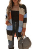 Multicolor Colorblock Pocketed Open Front Cardigan