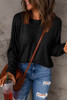 Black Solid Color Patchwork Long Sleeve Top Black Solid Color Patchwork Long Sleeve Top