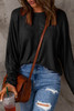 Black Solid Color Patchwork Long Sleeve Top Black Solid Color Patchwork Long Sleeve Top