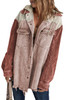 Color Block Button Down Hooded Corduroy Jacket