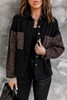 Black Contrast Leopard Denim Jacket Black Contrast Leopard Denim Jacket