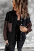 Black Contrast Leopard Denim Jacket Black Contrast Leopard Denim Jacket