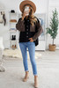 Black Contrast Leopard Denim Jacket Black Contrast Leopard Denim Jacket