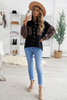 Black Contrast Leopard Denim Jacket Black Contrast Leopard Denim Jacket