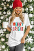 White Merry and Bright Leopard Print Short Sleeve Graphic Tee