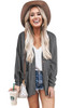 Gray Heather Knit Pocketed Button Front Cardigan