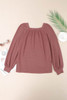 Square Neck Puff Sleeve Waffle Knit Top