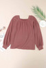 Square Neck Puff Sleeve Waffle Knit Top Square Neck Puff Sleeve Waffle Knit Top