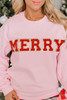 Pink MERRY Graphic Pullover Sweatshirt