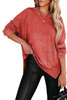 Waffle Knit Side Slit Pullover Top