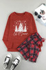 Red Let It Snow Christmas Plaid 2pcs Loungewear