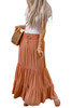 Orange Tie Smocking High Waist Tiered Maxi Skirt